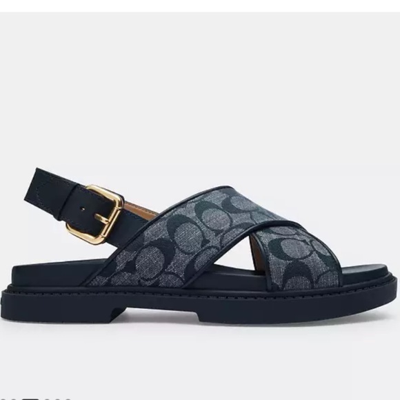 New Coach Fraser Sandal In Signature Chambray Midnight Navy - Picture 3 of 3